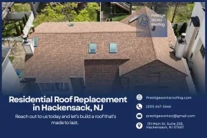 Completed Hackensack home roof replacement with fresh asphalt shingles