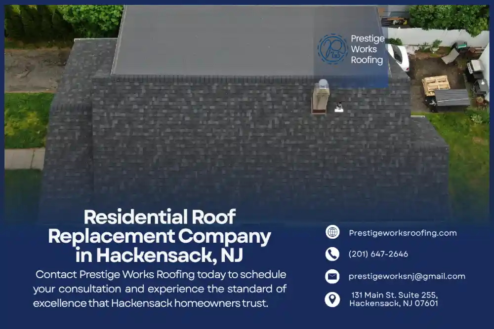 Completed asphalt shingle roof replacement on Hackensack, New Jersey