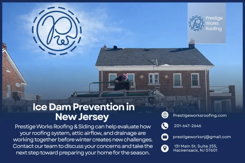 Roofing professional working on a residential roof in New Jersey