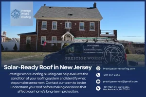 Residential roof inspected for solar panel installation in New Jersey